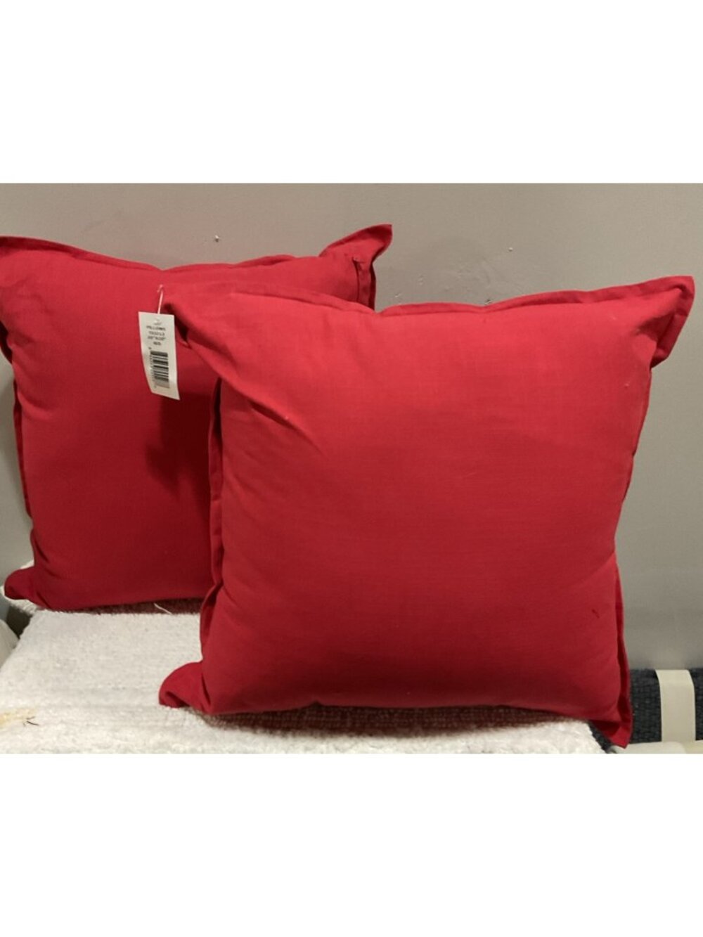 Rizzy Home 20x20in Set of 2 Pillow Decorative Removable Cover Red 100% Cotton